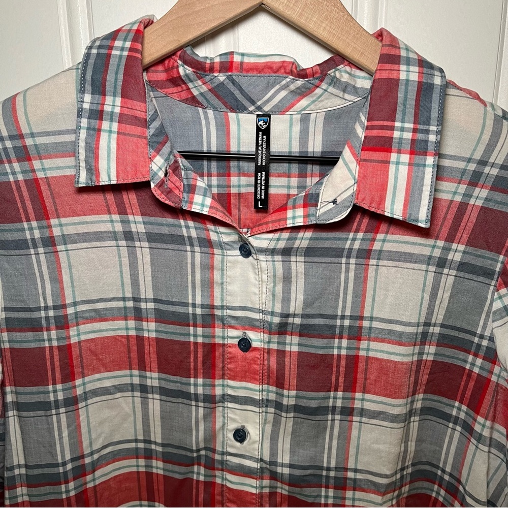 Kuhl Plaid Long Sleeve Button-Down Shirt Red, White & Blue Outdoor Women’s L